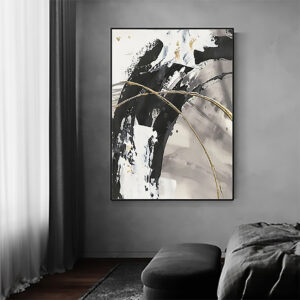 Cuadro abstracto tinta negra mdf